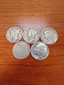 5 90% Silver Dimes