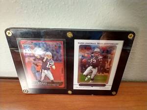 2 Tom Brady Chrome Cards in Plaque