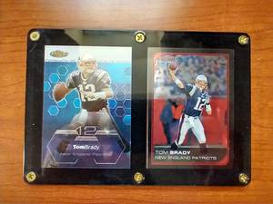 2 Tom Brady Cards in Plaque