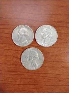 3 90% Silver Washington Quarters