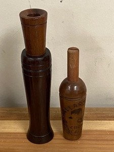 Lot Of Set Of Modern Shooting Glasses With Case, (2) Wooden Duck Calls, (1) Bushnell Spotting Scope Window Mount