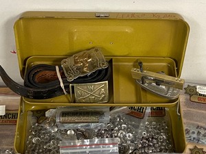 Lot Of Bianchi Leather Replacement Parts For Holsters  Belts  Etc, Leather Belt With (2) Buckles, End Butt Stock Bracket To Set Angles