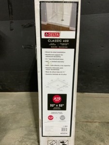 Delta Classic 400 32 in. L x 32 in. W Alcove Shower Pan Base with Center Drain in High Gloss White. See Pictures