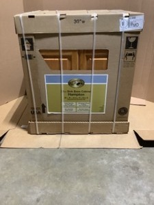 Hampton Bay Hampton Assembled 30x34.5x24 in. Sink Base Kitchen Cabinet in Medium Oak. See Pictures