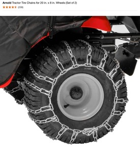 Arnold Tractor Tire Chains for 20 in. x 8 in. Wheels (Set of 2) & Ergodyne TREX Mens L Black 1-Piece Ice Traction Device. See Pictures