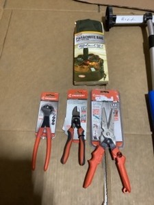 Assorted Crescent Hand Tools, Oil Drip Pan, Bucket Boss Parachute Tool Bag, & Magnetic Roller. See Pictures