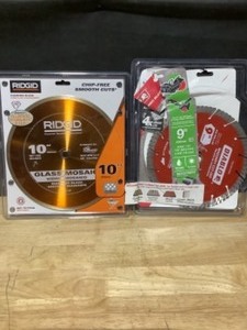 RIGID 10 in. Glass Tile Blade & DIABLO Diamond Segmented Cut-Off Discs for Masonry. See Pictures