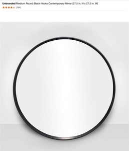(2) Unbranded Medium Round Black Hooks Contemporary Mirror (27.5 in. H x 27.5 in. W). See Pictures