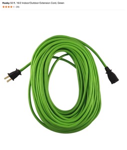 (5) Husky 50 ft. 162 IndoorOutdoor Extension Cord, Green. See Pictures