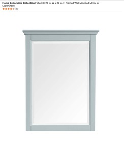 Home Decorators Collection Fallworth 24 in. W x 32 in. H Framed Wall Mounted Mirror in Light Green. See Pictures
