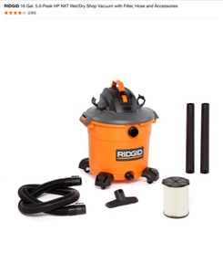 RIDGID 16 Gal. 5.0-Peak HP NXT & 12 Gal. 5.0-Peak HP NXT WetDry Shop Vacuum with Filter, Hose and Accessories. See Pictures