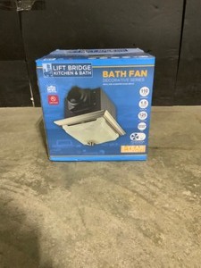 LIFT BRIDGE KITCHEN & BATH Decorative Brushed Nickel 110 CFM Ceiling Bath Fan with Light and Glass Globe. See Pictures