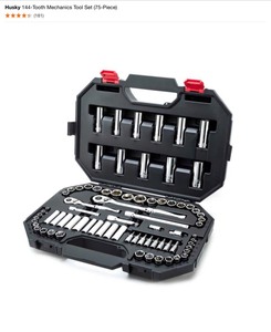 Husky 144-Tooth Mechanics Tool Set (75-Piece). See Pictures