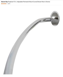 Glacier Bay Rustproof 72 in. Adjustable Permanent Mount Curved Shower Rod in Chrome & X-Long Shower Curtain Liner in Clear. See Pictures