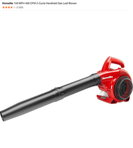 Homelite 150 MPH 400 CFM 2-Cycle Handheld Gas Leaf Blower. See Pictures