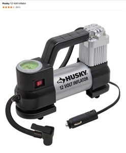 Husky 12-Volt Inflator & Husky 50 ft. 162 IndoorOutdoor Extension Cords, Green. See Pictures