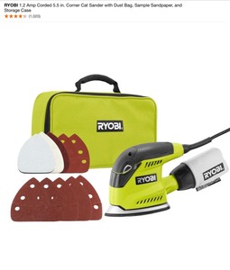 RYOBI 1.2 Amp Corded 5.5 in. Corner Cat Sander &  ONE 18V Cordless 5 in. Random Orbit Sander (Tool-Only). See Pictures
