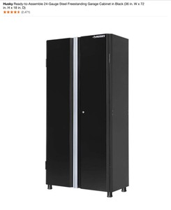 Husky Ready-to-Assemble 24-Gauge Steel Freestanding Garage Cabinet in Black (36 in. W x 72 in. H x 18 in. D). See Pictures
