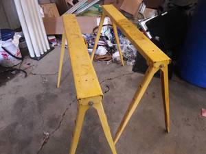 Pair Of Tall Steel Folding Saw Horses Sturdy and Adjustable