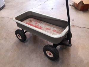 Very Cool Vintage Heavy Duty Wagon With Large Pneumatic Tires Would Look Awesome With a Fresh Coat of Paint Or Perfect As Is For GardenPorch Art Piece
