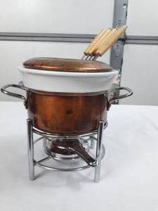 RARE Vintage WILLIAMS SONOMA RUFFONI Copper Fondue Set with Forks