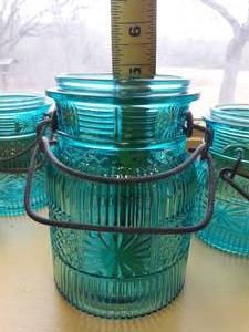 WOW Four Antique AVON Blue Glass Canning Jars in Perfect Condition No Lids