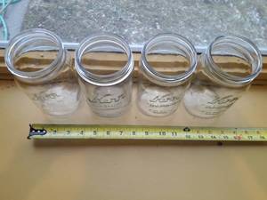 Lot of 4 Vintage Clear Glass KERR SELF SEALING WIDE MOUTH Mason Jars in Perfect Condition No Lids