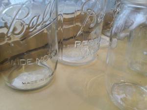 Lot of 7 Clear Glass BALL MASON Canning Jars No Lids Various Sizes in Perfect Condition