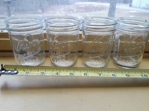 Lot of 4 Clear Glass KERR SELF SEALING MASON Canning Jars No Lids in Perfect Condition
