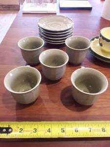 Lot of 3 Tea Sets One Set From Portugal Yellow With Rare Reticulated Lattice Plates - One ZELLER Keramik and one Not Branded