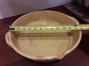 WOW Large Heavy Primitive Antique Stoneware Pottery Wash Basin - Bottom Sticker Says Paris - Great Condition