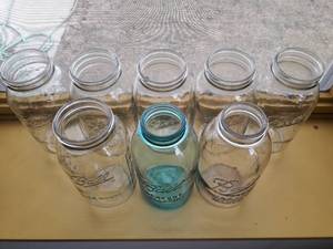 Lot of 8 Clear Glass BALL WIDE MOUTH MASON Canning Jars With Lids