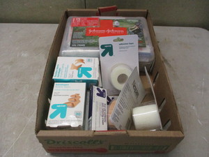 Box of first aid kit and misc supplies