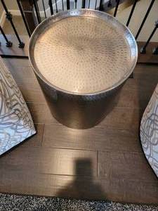 lot 53 image: Dovetail Harper Hammered Nickel Finish End Table