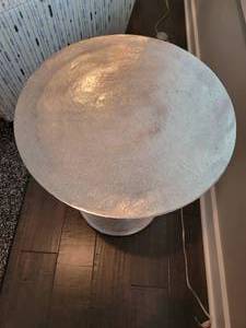 lot 55 image: Polished Steel Hammered Tulip Side Table