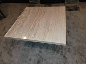 lot 4 image: Modern Italian Travertine Cocktail Table Robb & Stucky Furniture