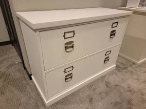lot 43 image: Modern Wide White Filing Cabinet