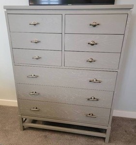 lot 6B image: Modern Grey 9 Drawer High Boy Dresser
