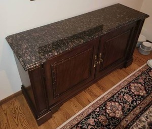 lot 3 image: Marble Top Mahogany Renaissance Dining Buffet Server