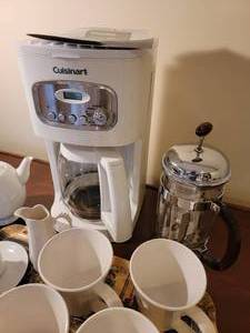 lot 37 image: Coffee Service  Cuisinart Coffee Maker  French Press & Mugs