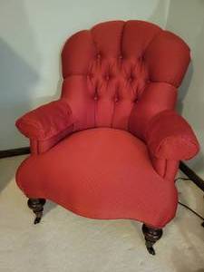 lot 13 image: French Tufted Armchair in Red
