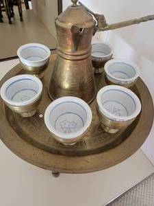lot 60 image: Vintage Brass Turkish Coffee Set