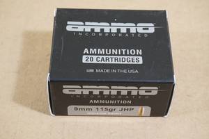 20 Ammo Inc 9mm Luger 115 Gr JHP Ammo