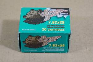 20 Brown Bear 7.62 x 39mm 123 Gr Bimetal HP Ammo