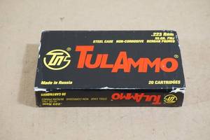 20 Tul Ammo .223 Rem 55 Gr FMJ Steel Case Ammo
