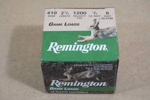20 Remington Game Loads .410 Ga 2-12 6 Shot Shotshells
