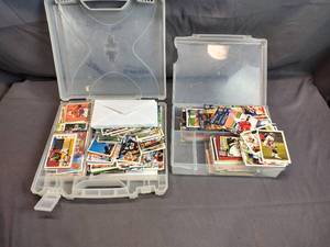 lot 8 image: 2 Plastic Containers of Mixed Sports Cards