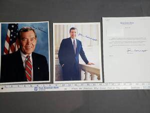 lot 96 image: Signed Senator Photos Craig Thomas, John Ashcroft