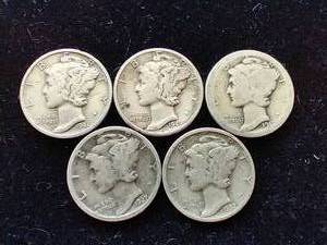 5 Mercury Dimes