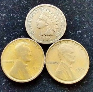 1909 3 Coin Penny Set